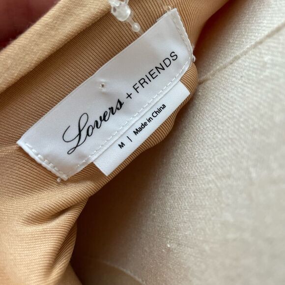 NWT Lovers + Friends KiKi Maxi Dress Tan Super Stretchy Ruched M - Picture 7 of 11